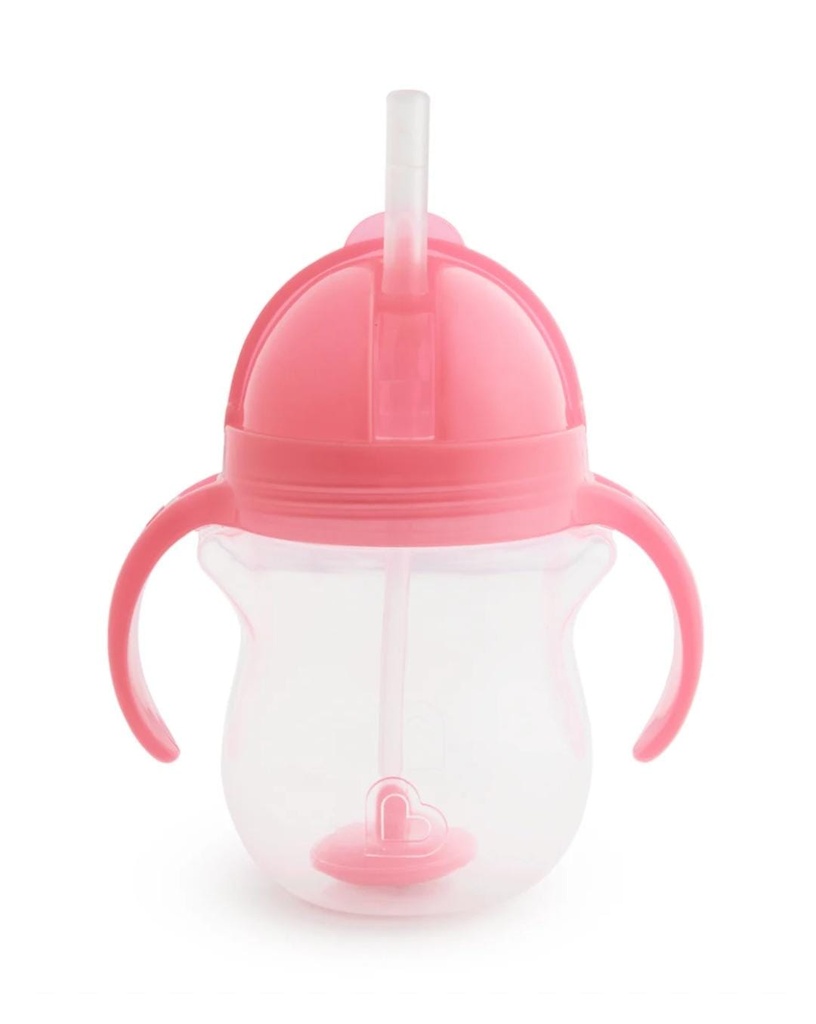 Vaso entrenador con pajita rosa