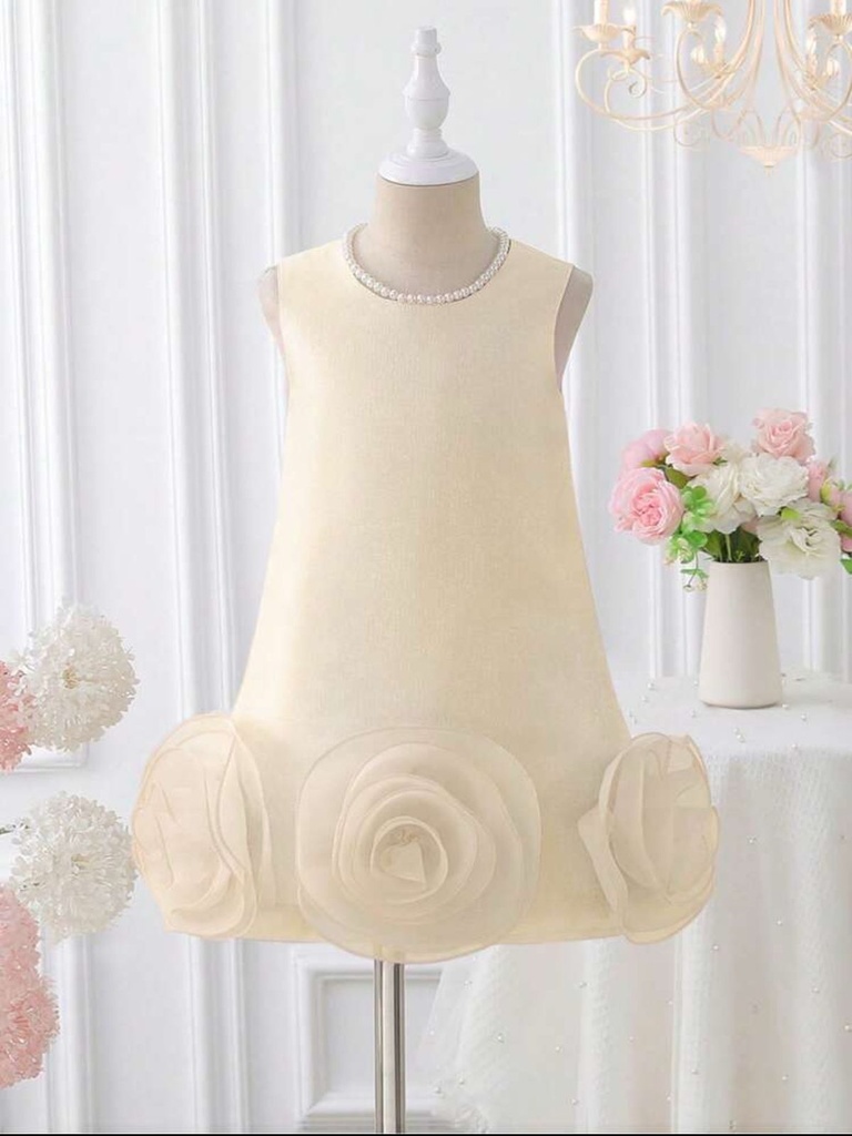 Vestido Satén Floral con Lazo (Dama de Honor/Fiesta)
