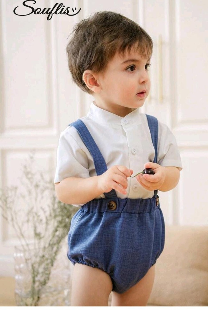  Set de 2 piezas de camisa de manga corta y pantalon corto, elegante. 