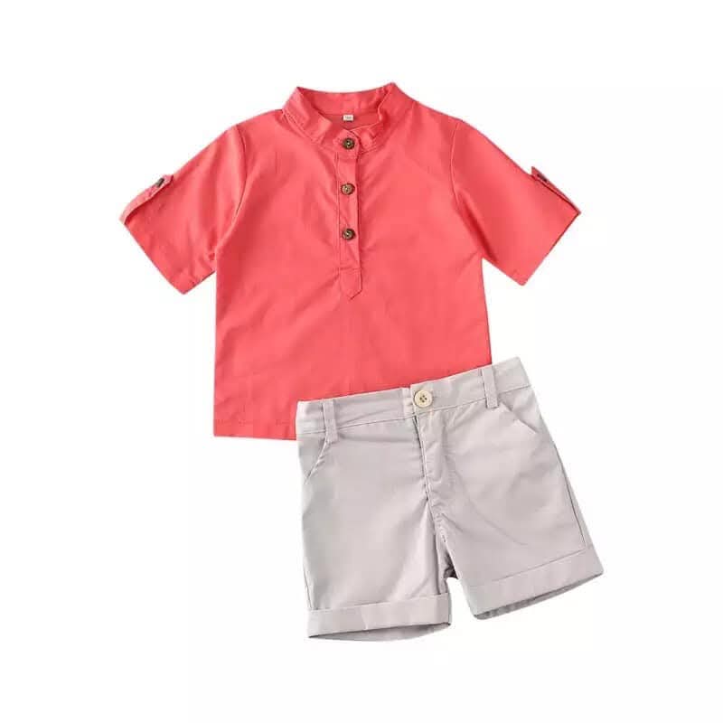 conjunto camisa rosa pastel y short