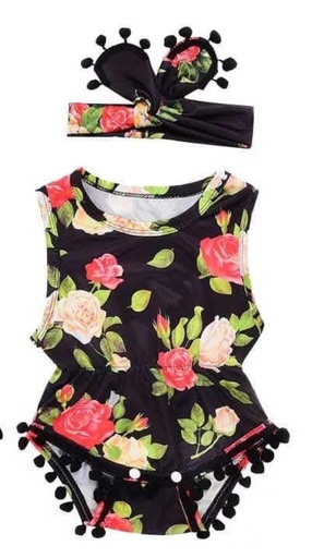 Mameluco Negro y Rosas