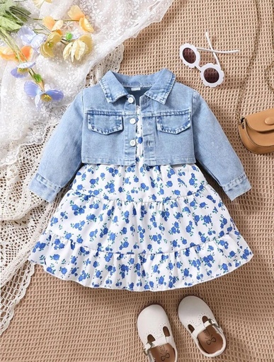 Vestido con chaqueta floral, 2 piezas