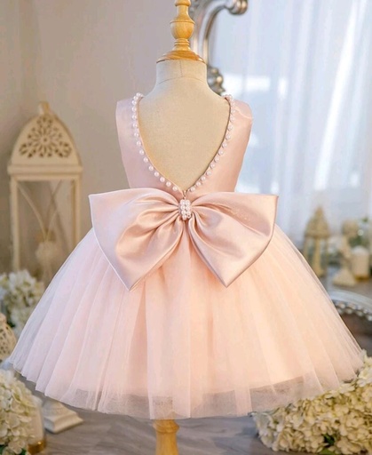 Vestido de princesa con escote profundo en V y detalle de malla con lazo en la espalda para niñas pequeñas, vestido para fiesta de cumpleaños de niña, vestido de dama de honor, baile de graduación, ocasión formal