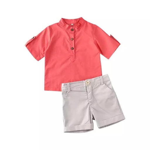 conjunto camisa rosa pastel y short