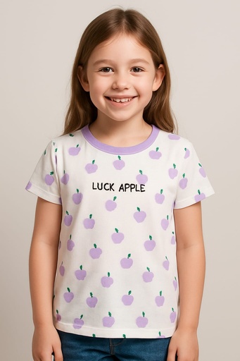 Blusa blanca estampado manzanas moradas