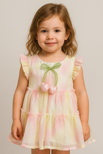 Vestido rosa y amarillo de tulipanes