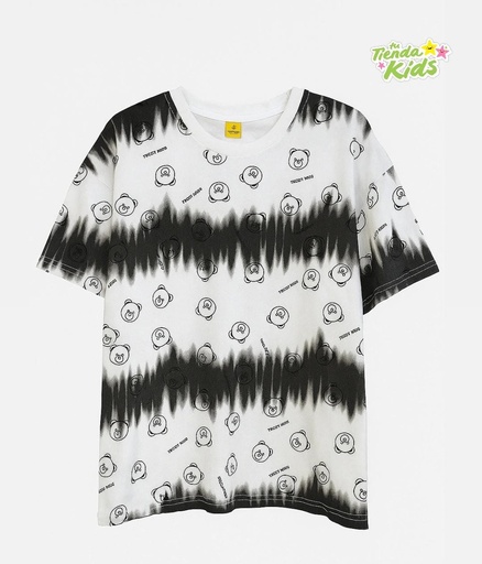 Camiseta blanco con gris estampado de osos