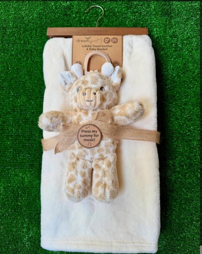 Set de regalo para bebe sabana de manta y peluche de jirafa