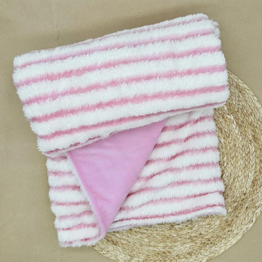 Sabana de manta rosa con lineas blancas